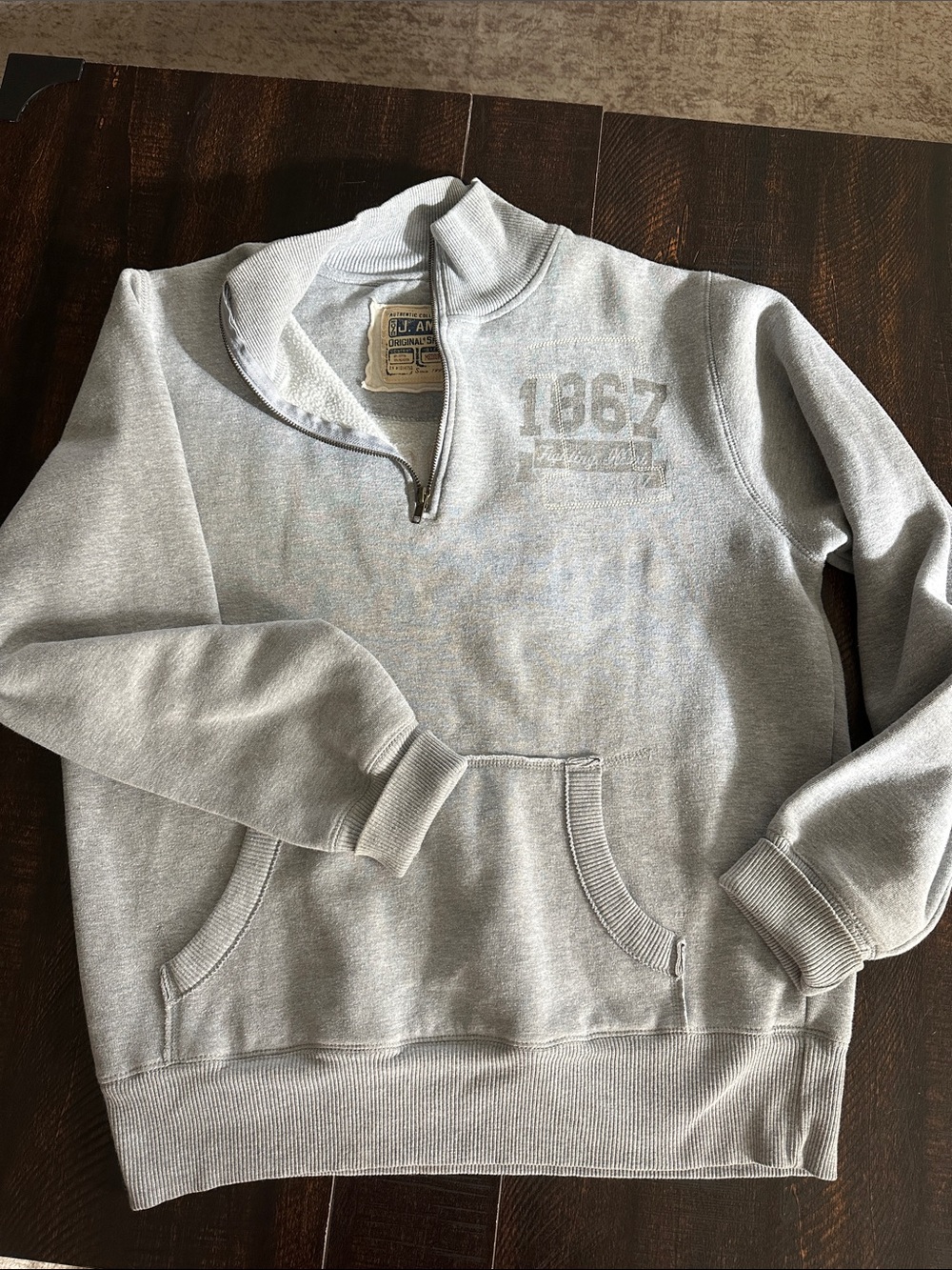J. America Light Gray Quarter-Zip Pullover with 1867 Graphic